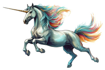 hyper realistic 3d render of unicorn only on a white background
