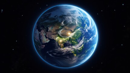The Earth from space showing all they beauty. Extremely detailed image, copy space background 