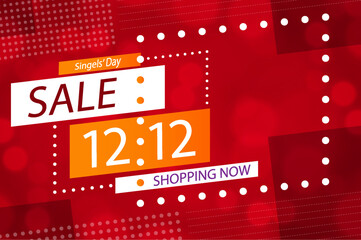 12.12 Shopping day sale poster or flyer design on color background