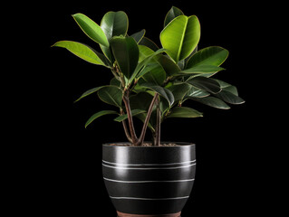 Obraz premium Rubber Plant (Ficus elastica) Studio Shot Isolated on Clear Background, Generative AI