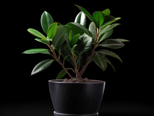 Rubber Plant (Ficus elastica) Studio Shot Isolated on Clear Background, Generative AI