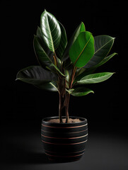 Fototapeta na wymiar Rubber Plant (Ficus elastica) Studio Shot Isolated on Clear Background, Generative AI