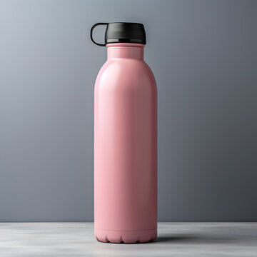 Blank pink water bottle mockup