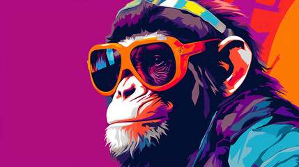 monkey dressed in streetwear clothes 2 - obrazy, fototapety, plakaty