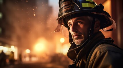 Close-up of firefighters wearing masks. Fight wildfires as climate change and global warming drive wildfire trends around the world - obrazy, fototapety, plakaty