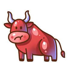 red bull cartoon isolated png transparent background