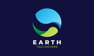 Logo vector globe earth modern concept round world network connection web circle technology colorful geography