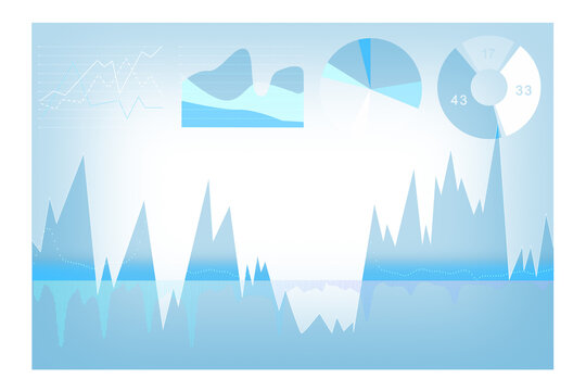 Digital png illustration of blue statistics charts on transparent background