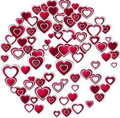 Digital png illustration of red and white hearts on transparent background