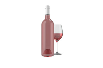Digital png illustration of bottle and glass of wine on transparent background