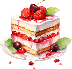 Colorful Watercolor Bakery Art - Unique Transparent Cake Clipart Design