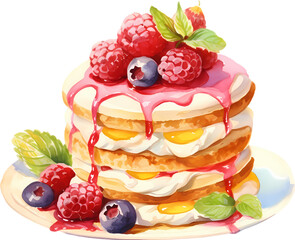 Colorful Watercolor Bakery Art - Unique Transparent Cake Clipart Design