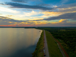 beautiful colorful clouds, Majestic sunset sky landscape. sky from Nam Oon Dam, Phang Khon, Sakon Nakhon, Thailand.