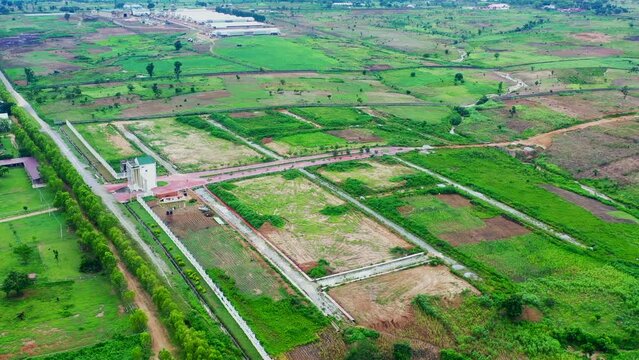 Estate land development real estate in Kuje 5 suburb of Abuja, Nigeria - aerial flyover
