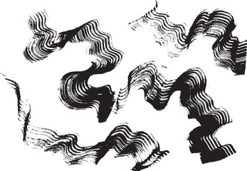 Grunge Dry Brush Ink Strokes Free Hand Set.