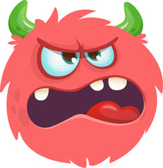 Funny cartoon monster character. Illustration of cute and happy alien creature