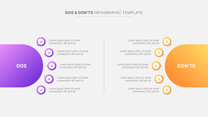 Circle Round Dos and Don'ts, VS, Versus Comparison Infographic Design Template