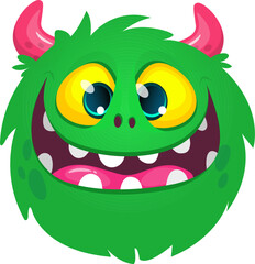 Funny cartoon monster character. Illustration of cute and happy alien creature