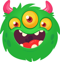 Funny cartoon monster character. Illustration of cute and happy alien creature