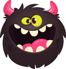 Funny cartoon monster character. Illustration of cute and happy alien creature