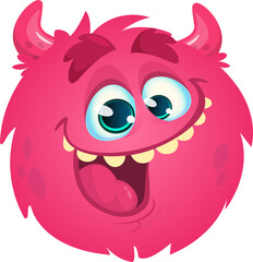 Funny cartoon monster character. Illustration of cute and happy alien creature