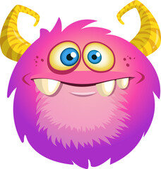 Funny cartoon monster character. Illustration of cute and happy alien creature