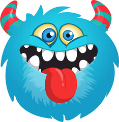 Funny cartoon monster character. Illustration of cute and happy alien creature