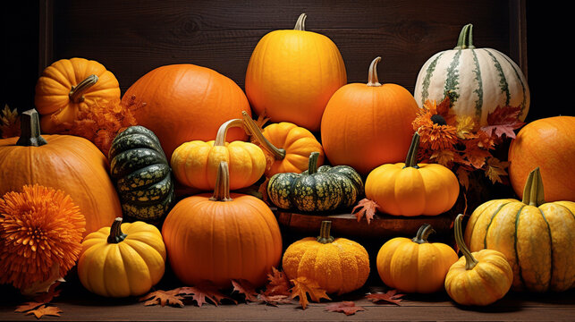 pile of pumpkins HD 8K wallpaper Stock Photographic Image 