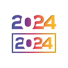 Happy new year 2024 design. With colorful truncated number illustrations 3