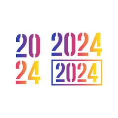Happy new year 2024 design. With colorful truncated number illustrations