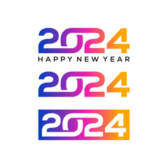 Happy new year 2024 design. With colorful truncated number illustrations 1