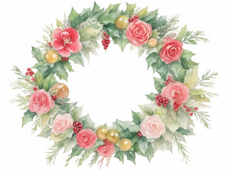 watercolor Christmas wreath concept