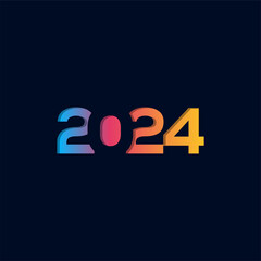 Happy new year 2024 design. With colorful truncated number illustrations 4