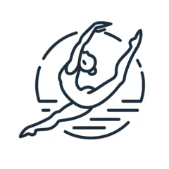 Fotobehang icon on a white background of gymnastics in mid-air performing a split leap © Stock Creator