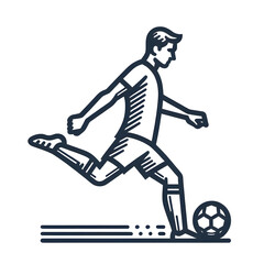 vector icon of a footballer, ready to take a shot at the goal