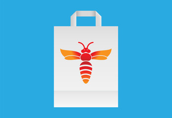 Bee logo design vector. Graphic symbol and Bag pro vector