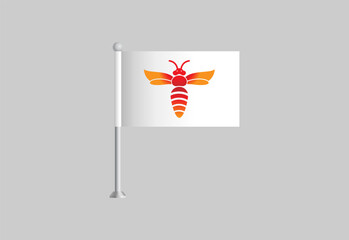 Bee logo design vector. Graphic symbol and Flag pro vector