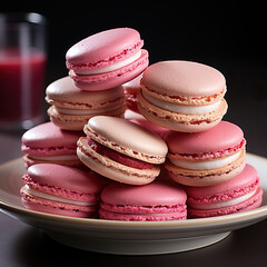 A Symphony of Sweetness: Colorful Macarons in the Spotlight,colorful macaroons on a wooden table