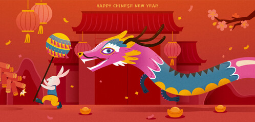 Obraz na płótnie Canvas Playful CNY festive greeting card