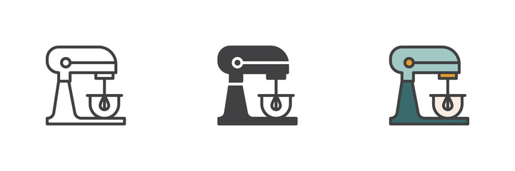 Stand mixer different style icon set