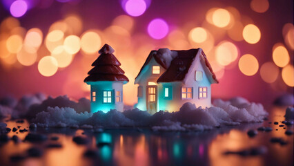 Colorful toy house made with ice cream.	 - obrazy, fototapety, plakaty