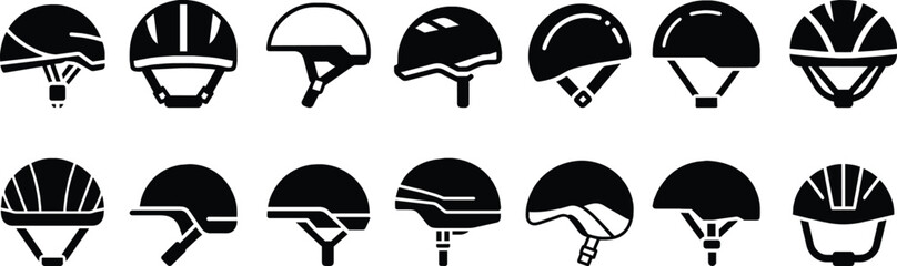 bike helmet icon illustration set - obrazy, fototapety, plakaty