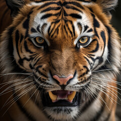 Fototapeta na wymiar Roaring Majesty: A Close-Up of a Tiger's Face,portrait of a bengal tiger,portrait of a tiger