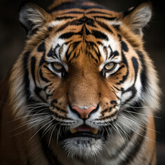 Fototapeta premium Roaring Majesty: A Close-Up of a Tiger's Face,portrait of a bengal tiger,portrait of a tiger