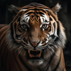 Fototapeta premium Roaring Majesty: A Close-Up of a Tiger's Face,portrait of a bengal tiger,portrait of a tiger