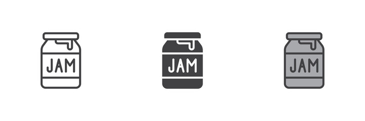 Jam jar different style icon set