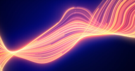 Abstract yellow orange glowing flying waves from lines energy magical background