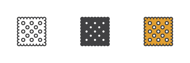 Square cracker different style icon set