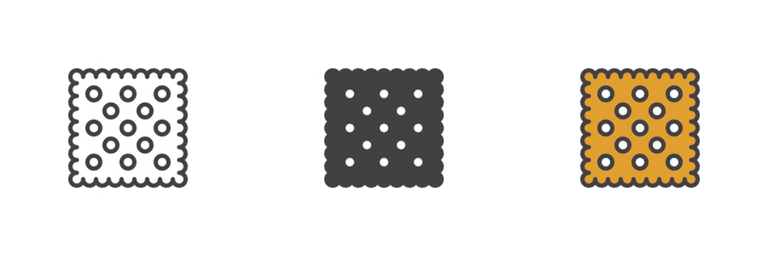 Square cracker different style icon set