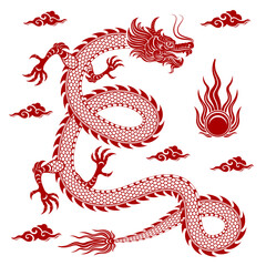 Traditional red Chinese Dragon